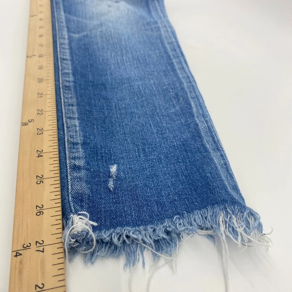 Moussy Vintage Jeans Womens‎ 27 Blue Distressed Raw Hem Tapered Made in Japan